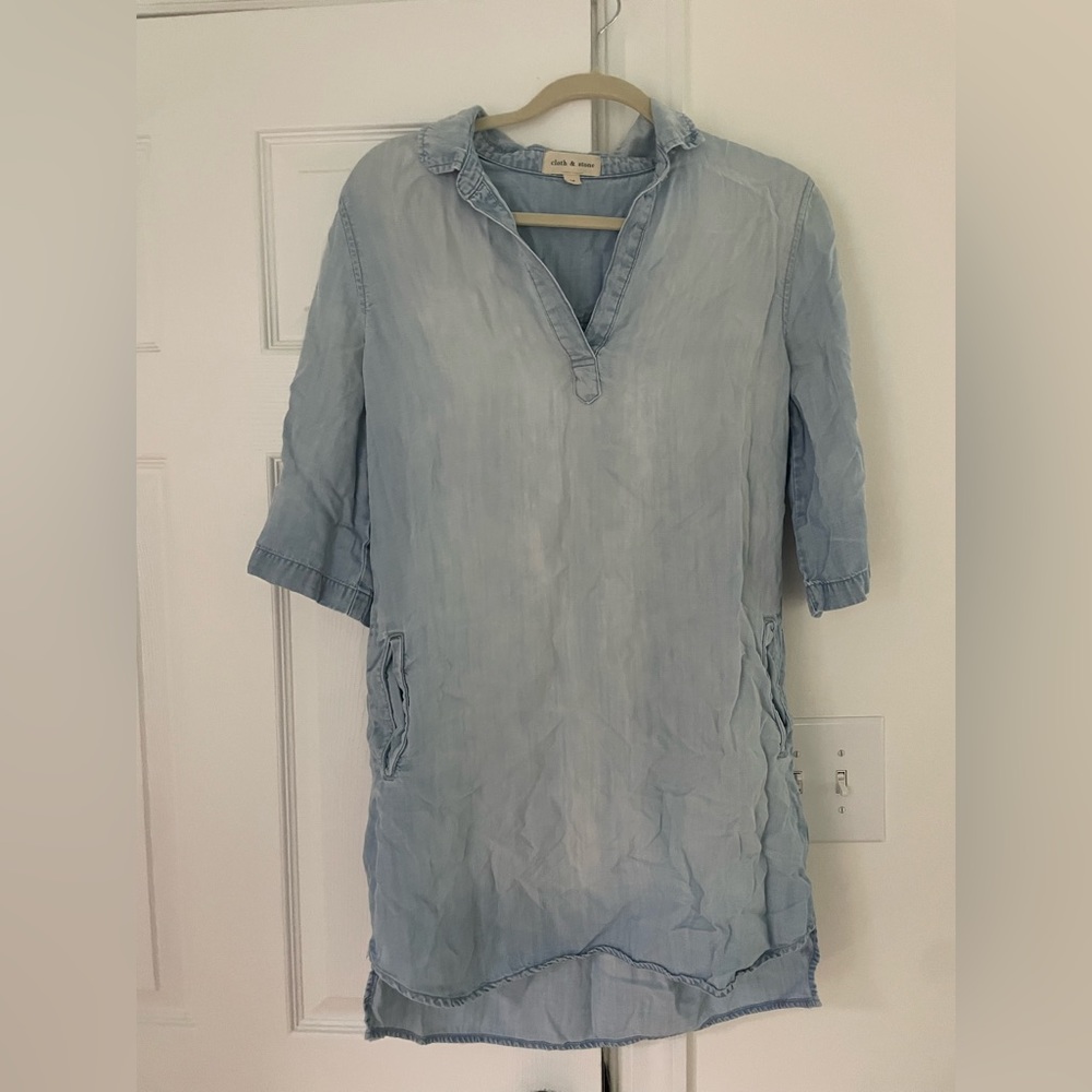 Anthropologie Cloth & Stone Chambray Denim Shirt Dress
